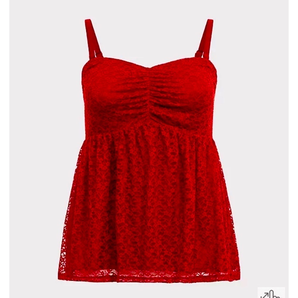 Torrid Red Lace Bustier Babydoll Convertible Tube Top; Size 0 (12)